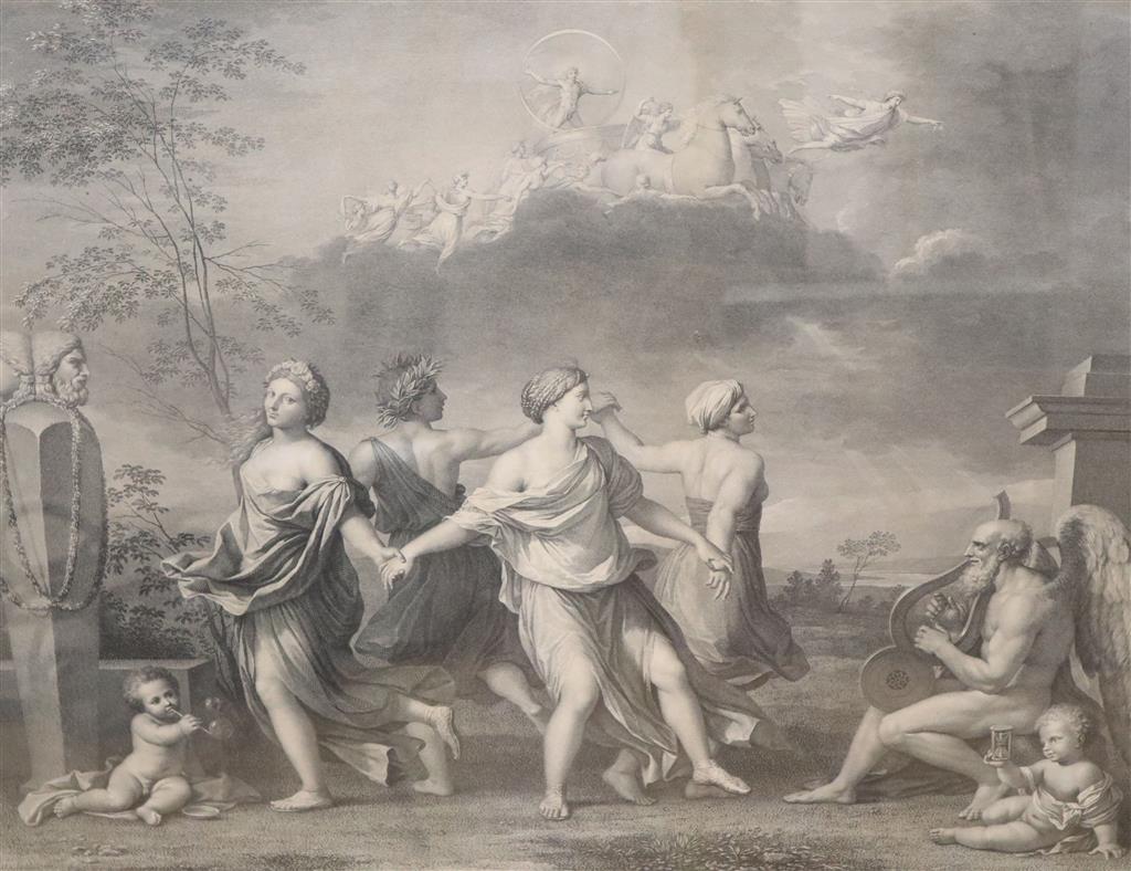 Morghen after Poussin, engraving, Ludimus Interea Celeria Los Ludimur Hora, 51 x 60cm, maple framed